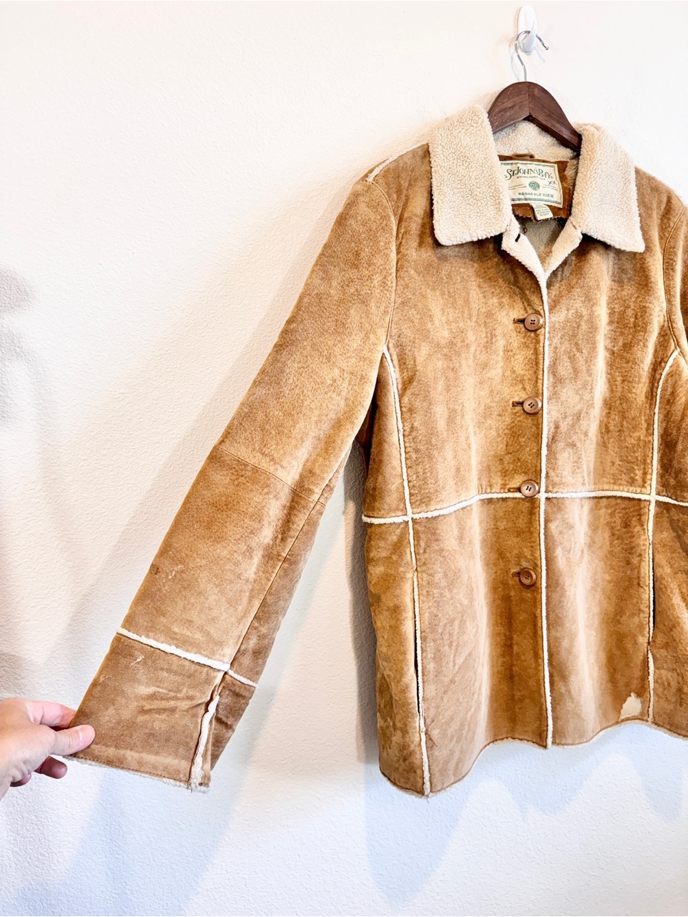 St. John’s Bay Vintage Washable Suede Jacket Petite XL Sherpa Western Ranch H99 - Picture 4 of 11